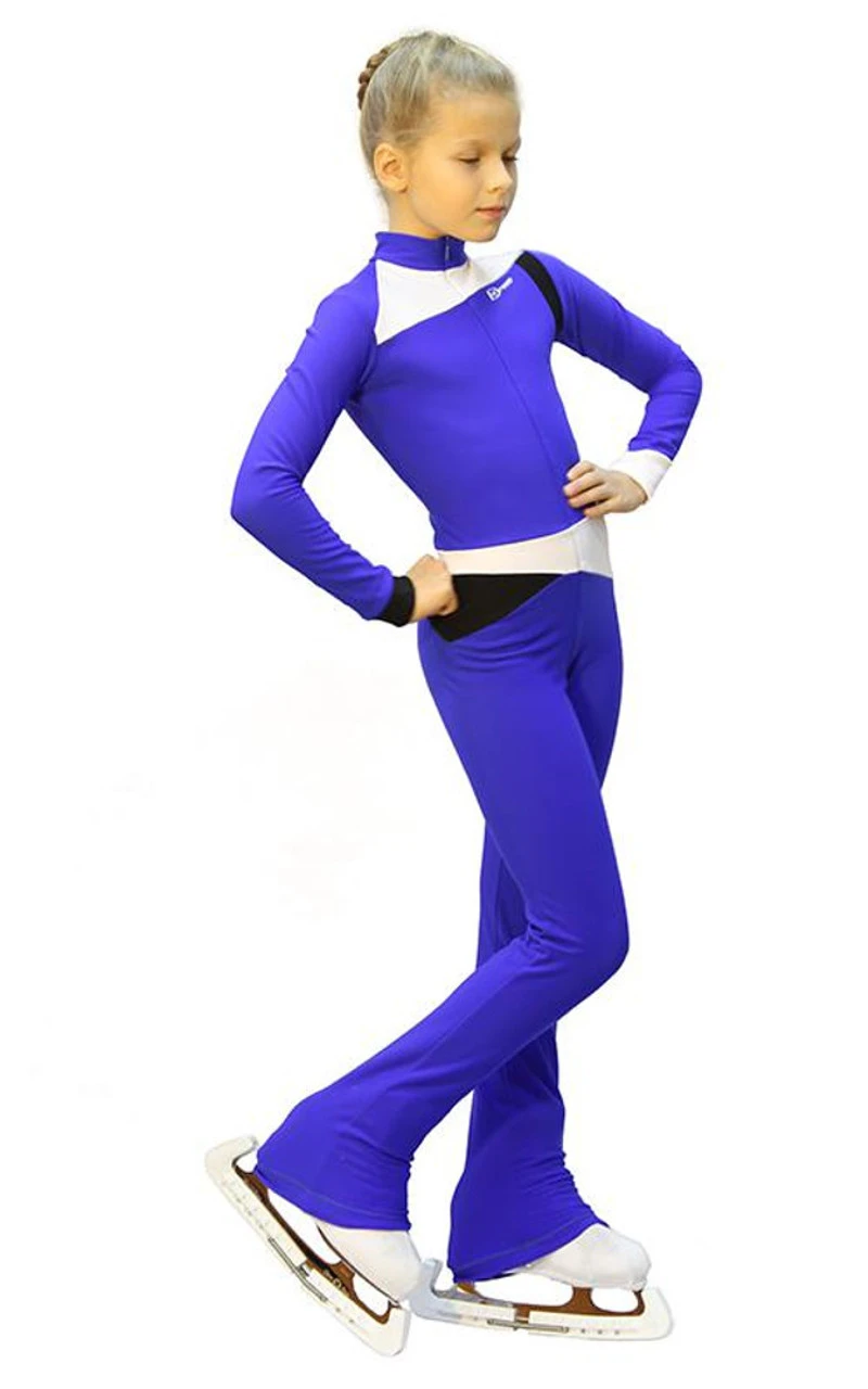 IceDress - Figure Skating Training Overalls - Skating (Cornflower, Black And White ) 2 IceDress - Figure Skating Training Overalls - Skating (Cornflower, Black And White ) - Image 2