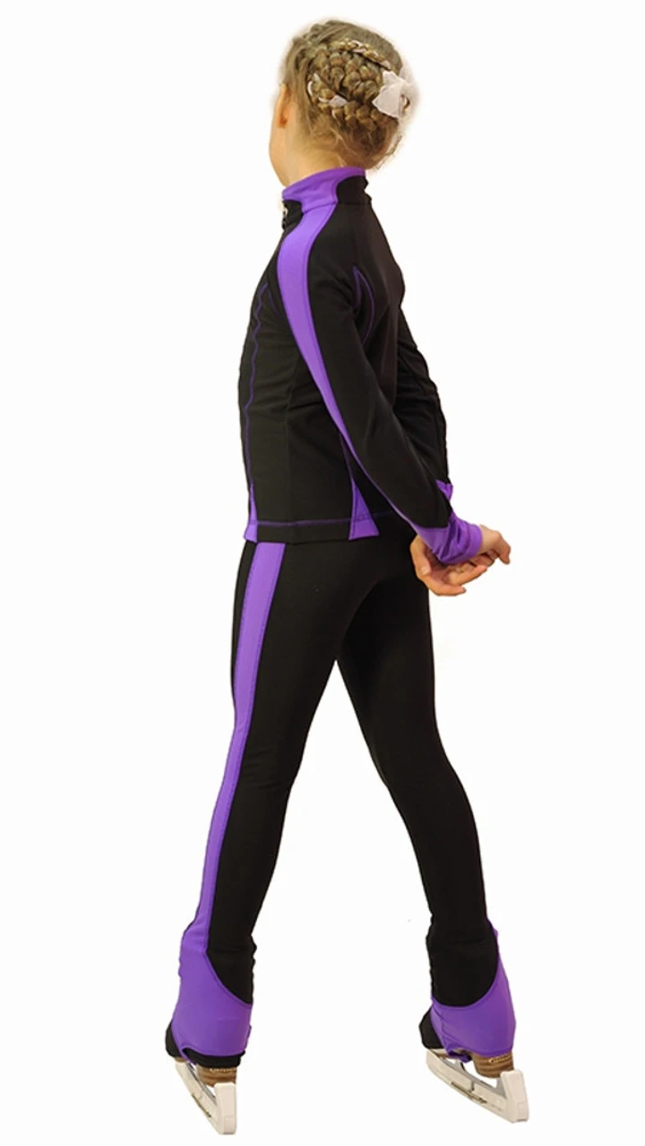 IceDress Figure Skating Thermal Pants -Bracket (Black With Violet Line) 3 IceDress Figure Skating Thermal Pants -Bracket (Black With Violet Line) - Image 3