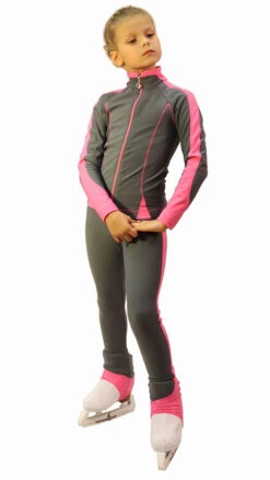 IceDress Figure Skating Outfit - Thermal -Bracket (Grey With Pink Line)