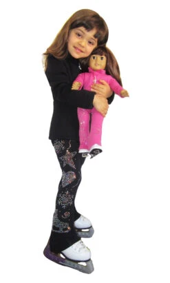 Figure Skating Pants With Multi Mix Colors Rhinestone Design Applique