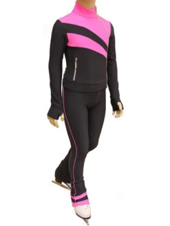 IceDress Figure Skating Thermal Pants - Rays (Dark Grey And Pink)