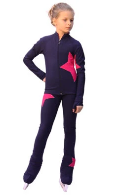 IceDress Figure Skating Thermal Jacket - Star (Gray-Blue With Raspberry)