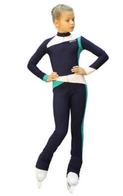 IceDress - Figure Skating Training Overalls - Skating (Gray-blue Dark, Mint And White )