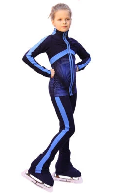 IceDress Figure Skating Outfit - Thermal - Jump (Dark Blue With Blue Stripes)