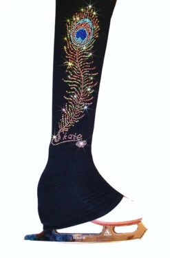 Ice Skating Pants With "Charming Peacock Feather" Rhinestone Design