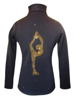 Figure Skating Jacket By Ice Fire - Gold Crystals Biellmann Applique