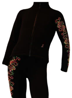 Ice Skating Jacket With "Neon Swirls" Rhinestuds Design
