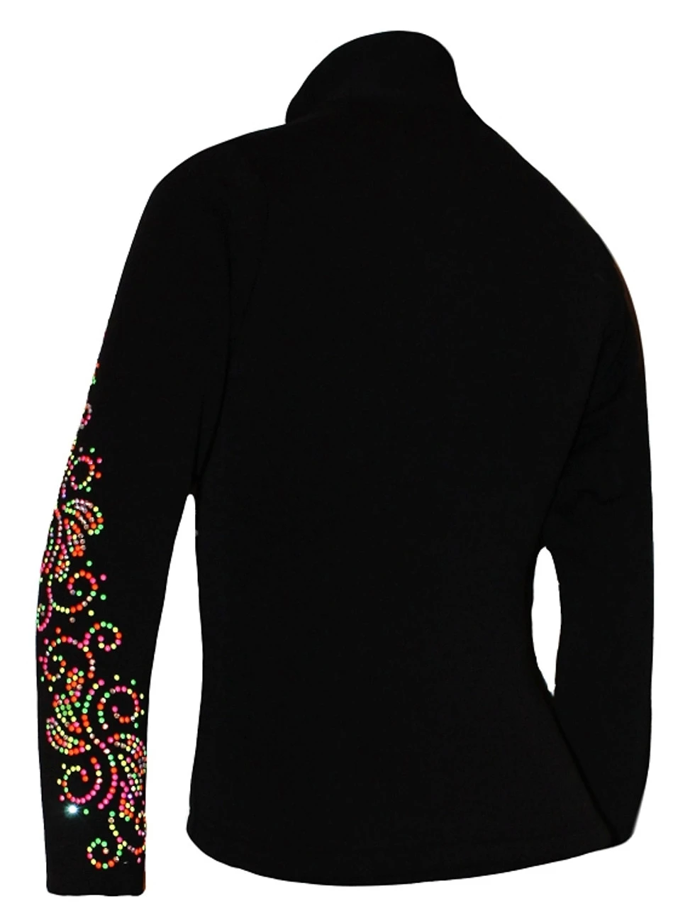 Ice Skating Jacket With "Neon Swirls" Rhinestuds Design 3 Ice Skating Jacket With "Neon Swirls" Rhinestuds Design - Image 3