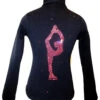 Black Ice Skating Jacket With Pink Crystals "Bielmann" Rhinestone Applique