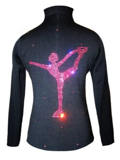 Figure Skating Jacket By Ice Fire - Pink Crystals Chinese Spiral Applique