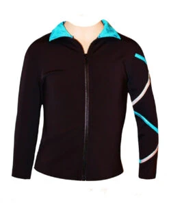Criss Cross Poly/Spandex Ice Skating Jacket Silver/Turquoise XJ122
