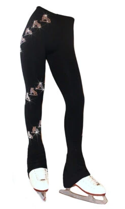 Ice Skating Pants With " Spiral Skates" Rhinestones Design