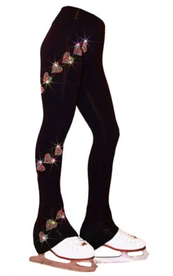 Ice Skating Pants With "Neon Spiral Hearts" Rhinestuds Design