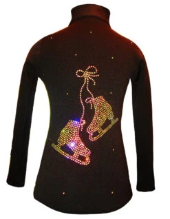 Black Ice Skating Jacket With Vitrail "Pair Of Skates" Rhinestone Applique